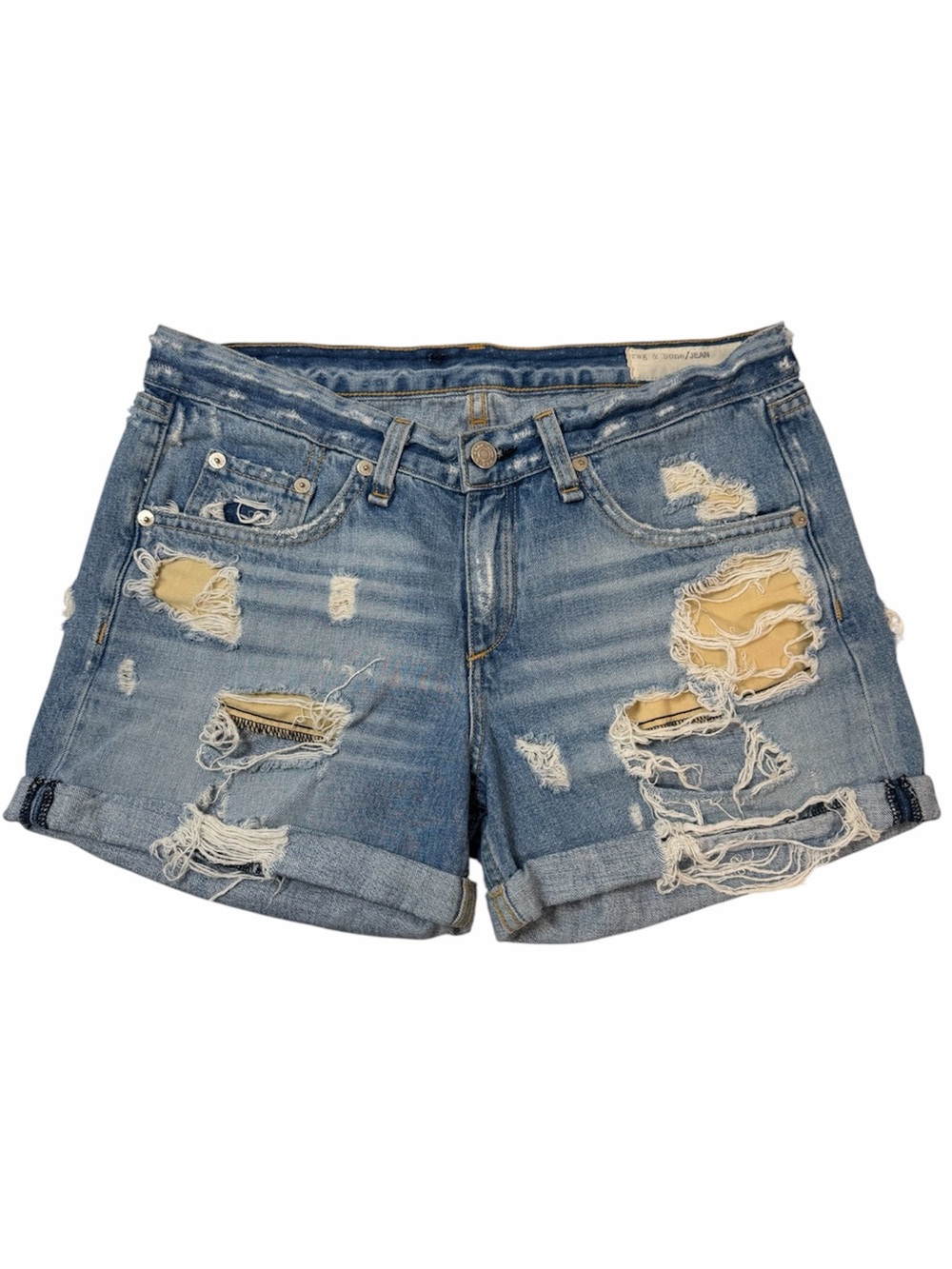 Rag & Bone Distressed Cuffed Boyfriend Jean Shorts - Rebel Wash